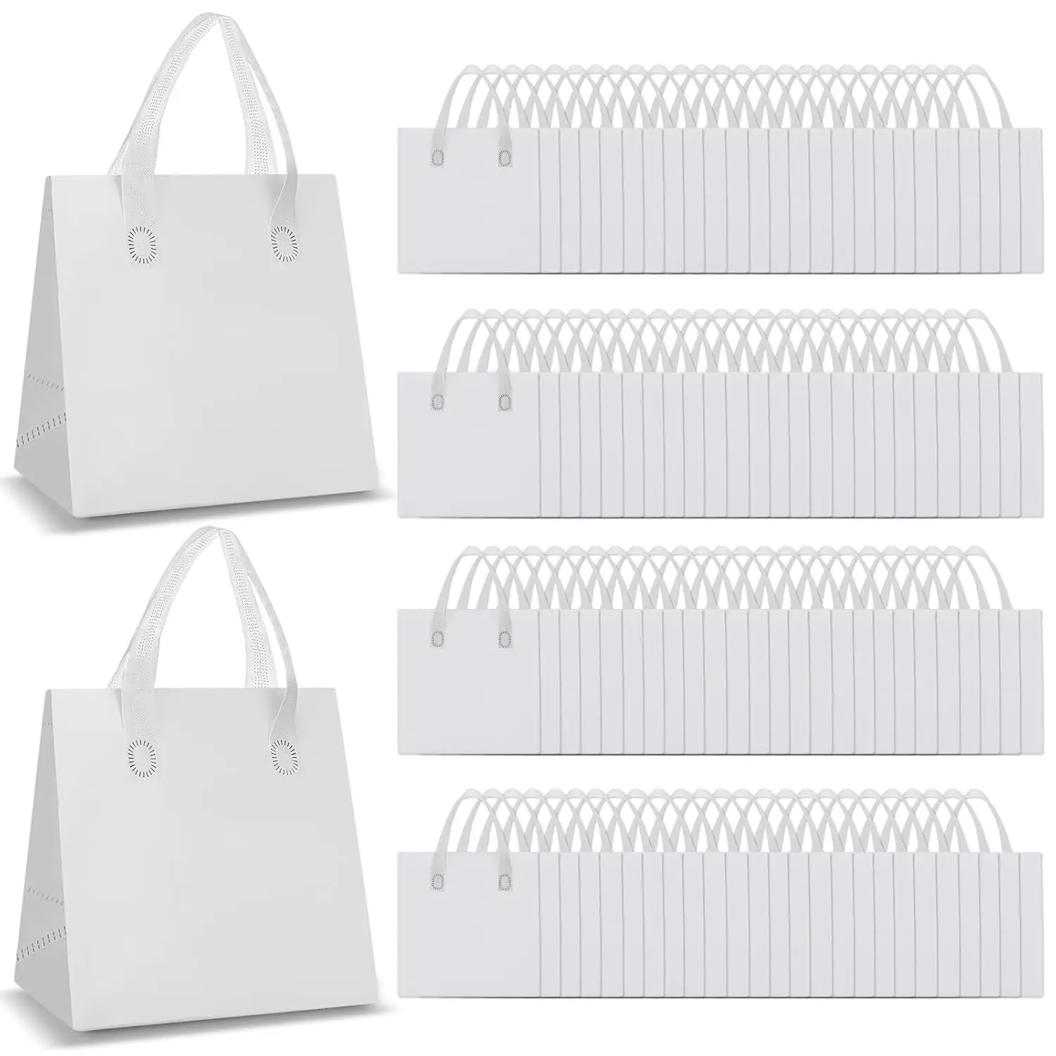 

Insulated Take Out Bags Bulk 100 Pcs 9.5x6x9.5 in Thermal Food Delivery Cooler for Coffee Milk Tea Hot Cold Food, White