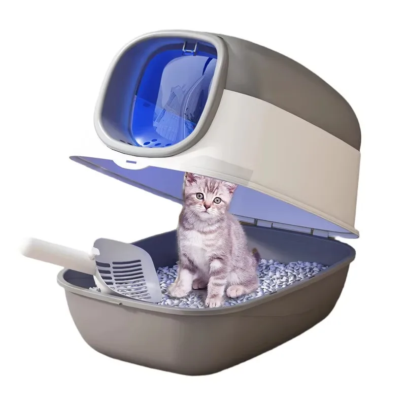 

Modern Fully Enclosed Cat Litter Box Oversized Anti-Splash Plastic Toilet Top Type-for Dogs and Cats