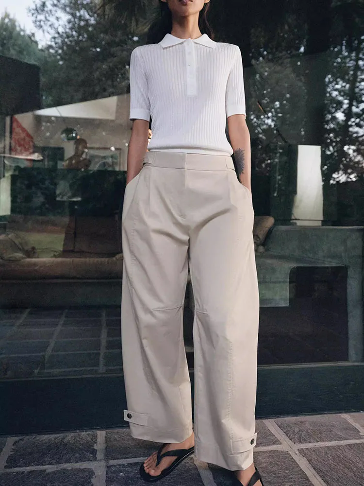 Spring New Arrival Women's Casual Knitted Short Sleeve Semi-Transparent  Shirt Simple Design Comfortable Regular Fit