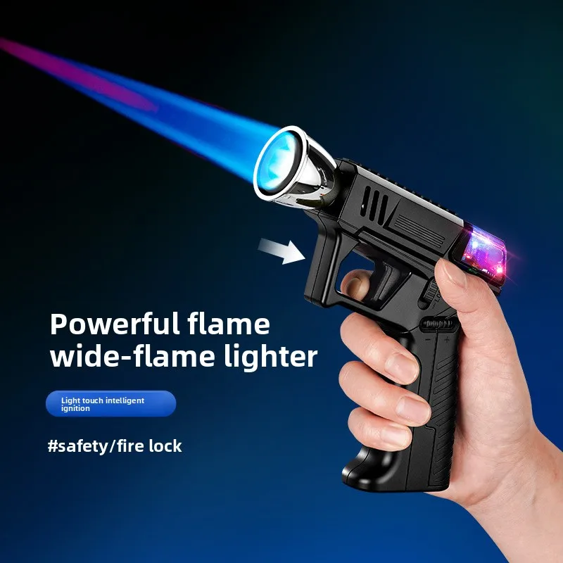 

2026 New charging bold straight flame inflatable lighter, high-temperature outdoor flamethrower, cigar accessories