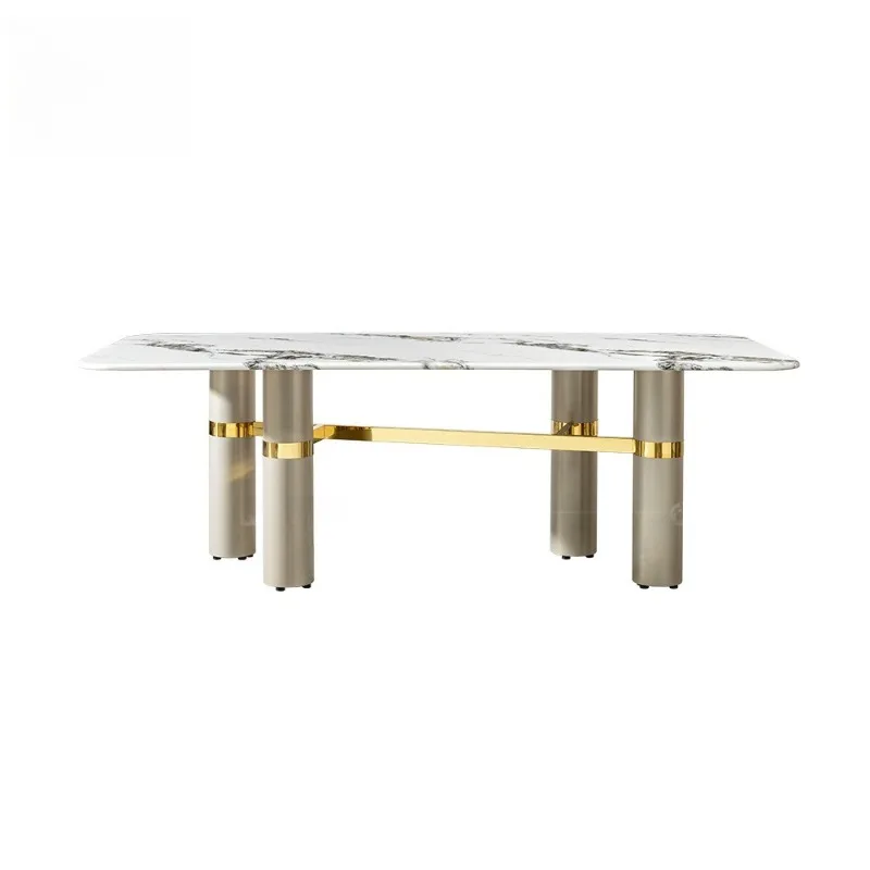 Light luxury rectangular marble dining table villa large apartment high luxury long dining table