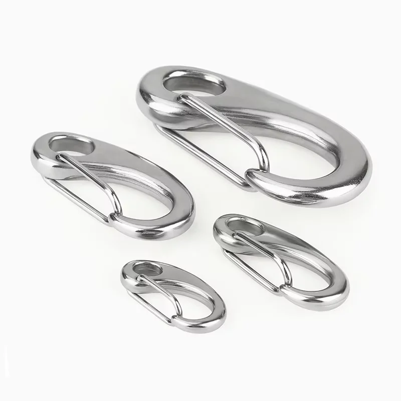 Marine Carabiner Clips, 4 Pack Stainless Steel Clips Boat Fender Hooks, Snap Hooks for Bucket, Camping, Keychain, Dog Leash