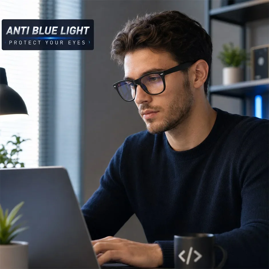 Gaming-Brille mit Blaulichtfilter, HD-Klarglas, Blendschutz, Computerbrille zur Linderung von Augenbelastung für Büro, Laptop und Gaming – Detail 4