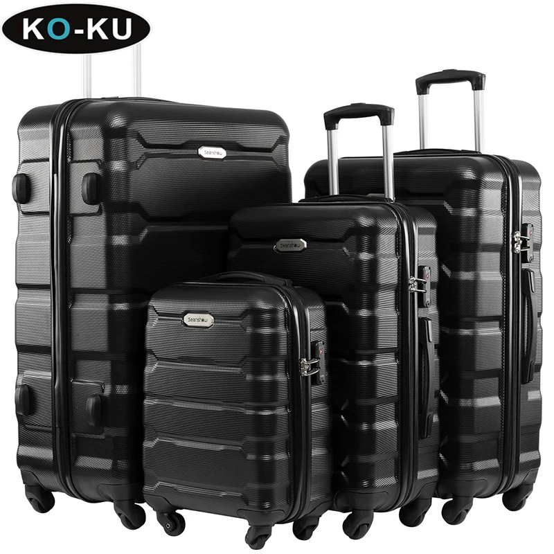 KO-KU New 4PCS Suitcase Set 18\'\'22\'\'26\'\'30 Inch Trolley Case Anti-scratch Durable Boarding Box Large Capacity Luggage Set