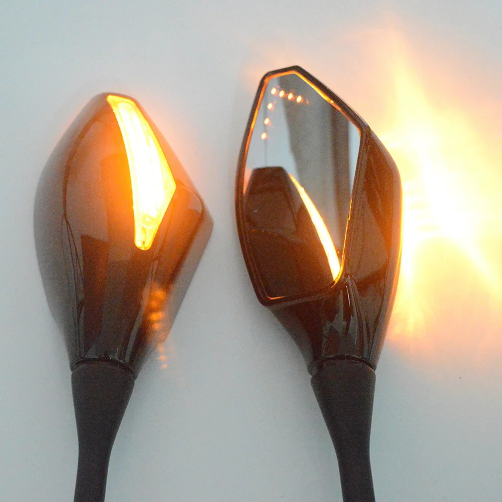 

1 Pair Motorcycle Rearview Black Handlebar Reversing Mirror Arrow Light Shell Illumination Night Visibility Compatible For
