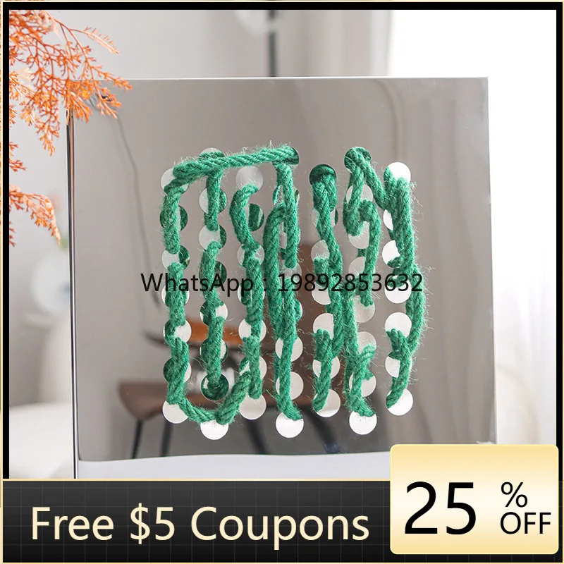 LYY Living Room Bedroom Art Abstract Rope Shuttle Decorative Painting Stainless Steel Model Room Entrance Decoration Ornament