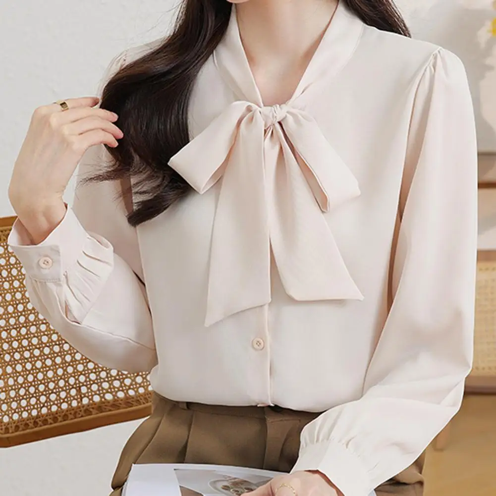 Camisas y blusas de otoño y primavera para mujer, camisa de manga larga con una botonadura, Tops de gasa holgados de Color sólido