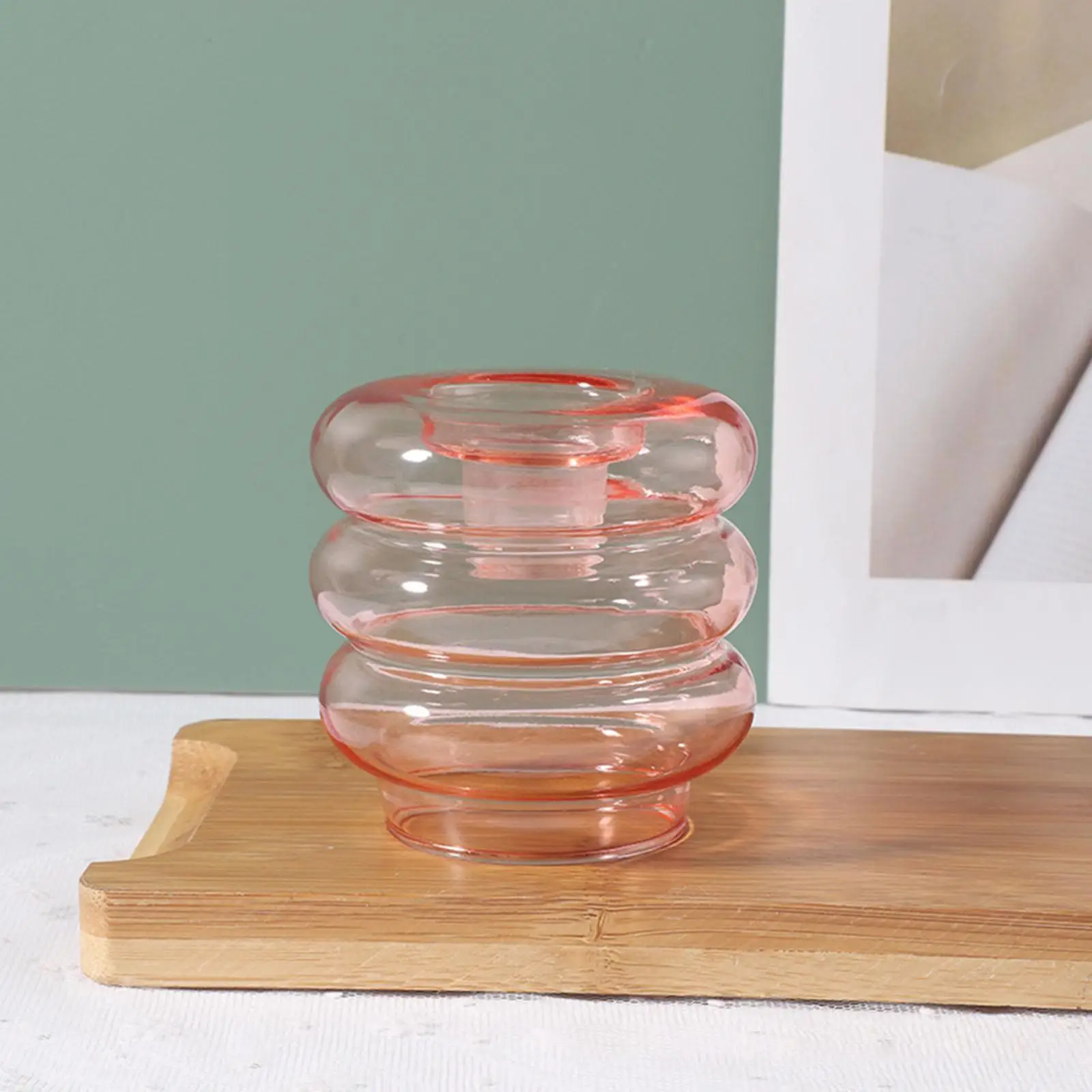 Glass Candle Holder, Modern Candlelight Ornament Doughnut Candlestick for