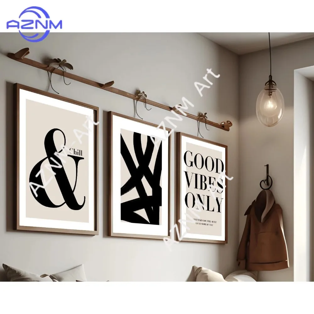 1/3PCS ，Neutral Abstract Art Prints, Modern Art, Abstract Art, Good Vibes Only, & Chill, Wall Art ,