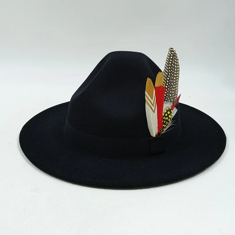 Feather Fedora Hat Men Ranger Hat Special Top Hat funny hat Sergeant hat Jazz hat Scout Hat Panama sombrero hombre