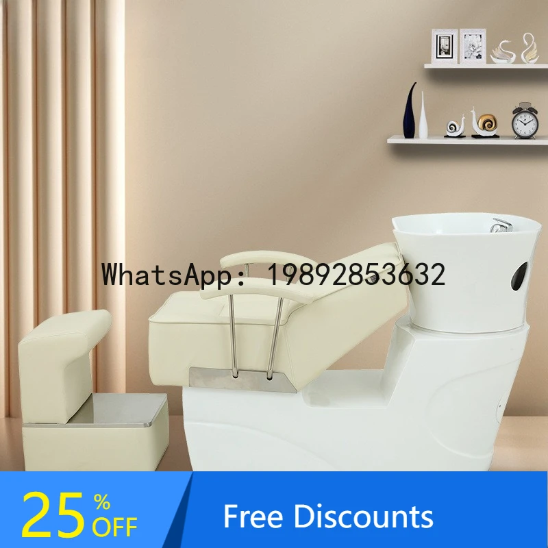 CZ Semi-Reclining Hair Salon Shampoo Bed Hair Salon Internet Celebrity Hair Salon Water Bed Multi-Functional Ceramic Basin