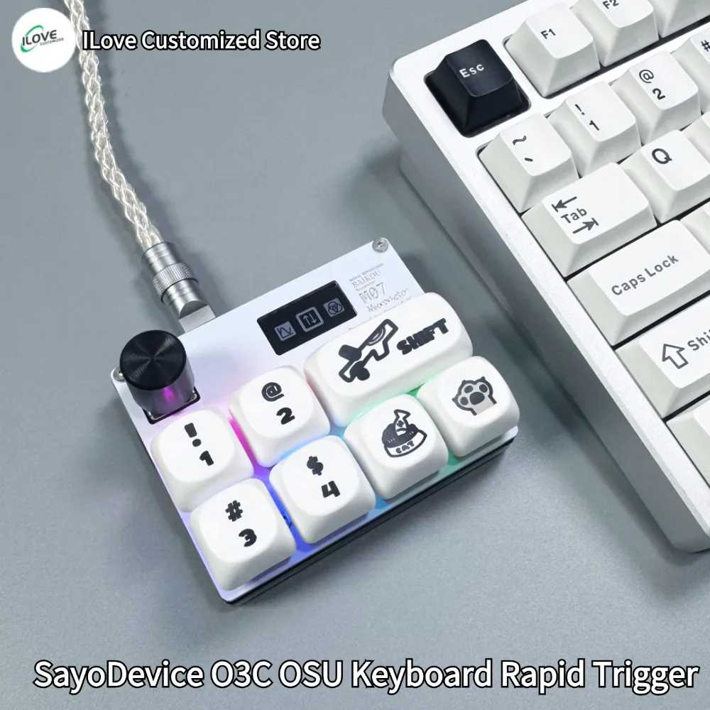 SayoDevice O3C OSU Keyboard Rapid Trigger Hall Switches Magnetic Linear Switches Keyboard with Screen Hotswap Mini Keypad