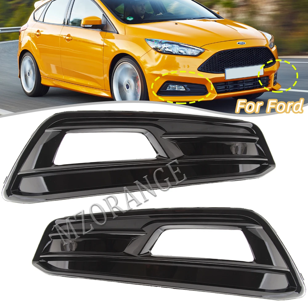 Front Bumper Fog Light Cover Grille For Ford Focus ST 2015-2018 Foglights Headlights Covers Frame Hole Car Parts Accessories