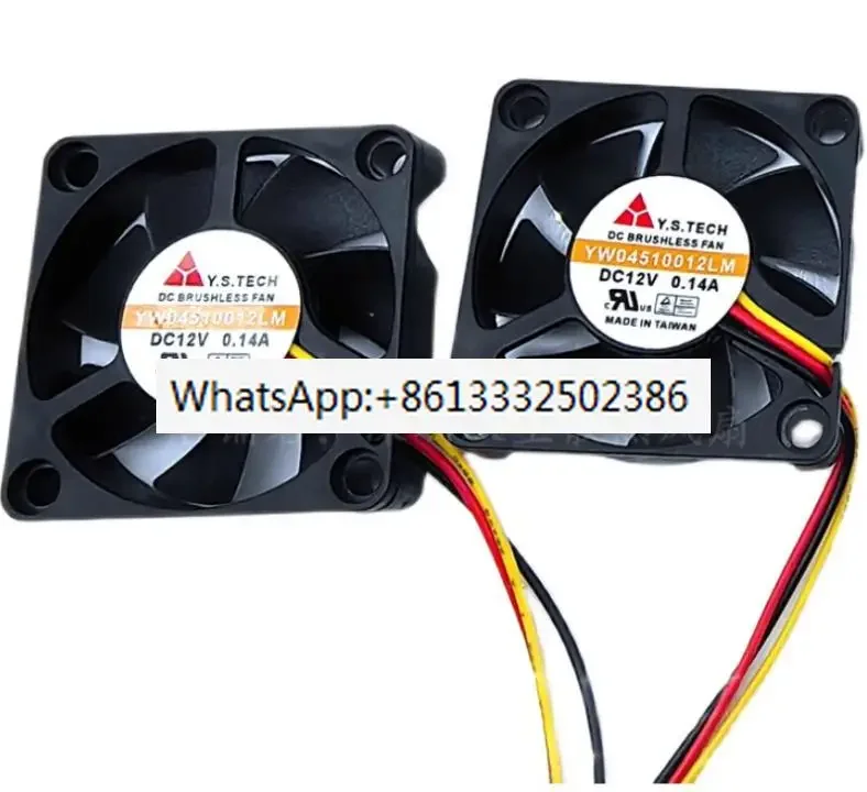 

2pcs YW04510012LM DC 12V 0.14A 45x45x10mm 3-wire Server Cooling Fan