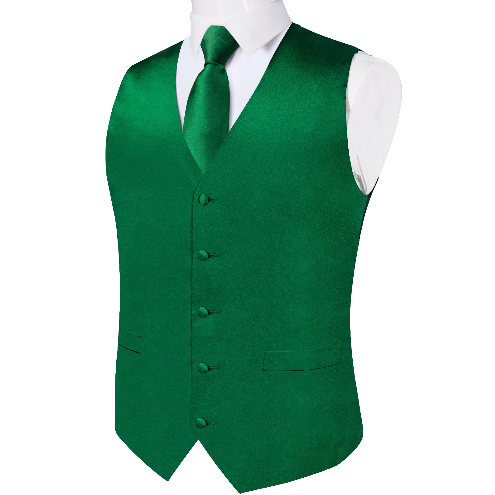 Wedding Party Green Men\'s Vest Shirt Accessories Fashion chaleco hombre for Man Four Seasons Wear Wholesale Necktie Handkerchief