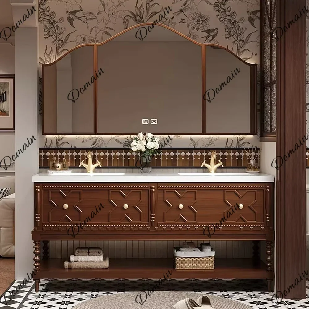 XY MAEBOW Solid Wood Bathroom Vanity With Integrated Sintered Stone Sink Toiletries Storage Smart Mirror Cabinet Customized Pack
