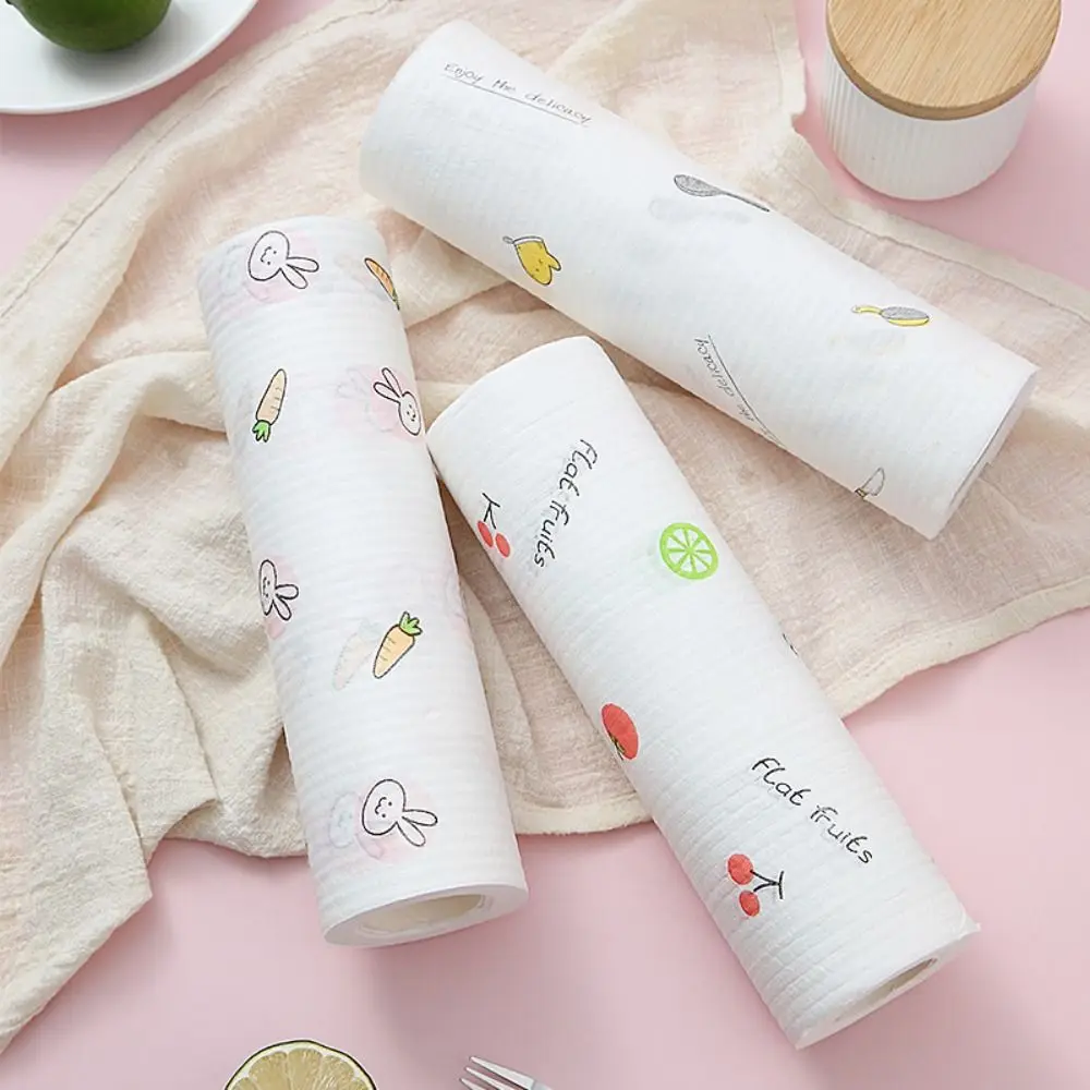 1Roll/400Sheets Non-woven Fabric One-Time Dishcloth Dry Wet Dual-Use Thickened Disposable Lazy Cleaning Rags Washable Reusable
