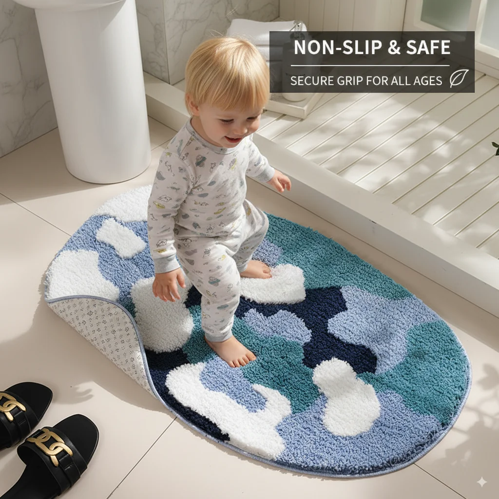 

Creative Moss Flocking Bathroom Mat Thickened Absorbent Anti Slip Carpet Soft Plush Floor Rug For Indoor Door Entryway Decor Use