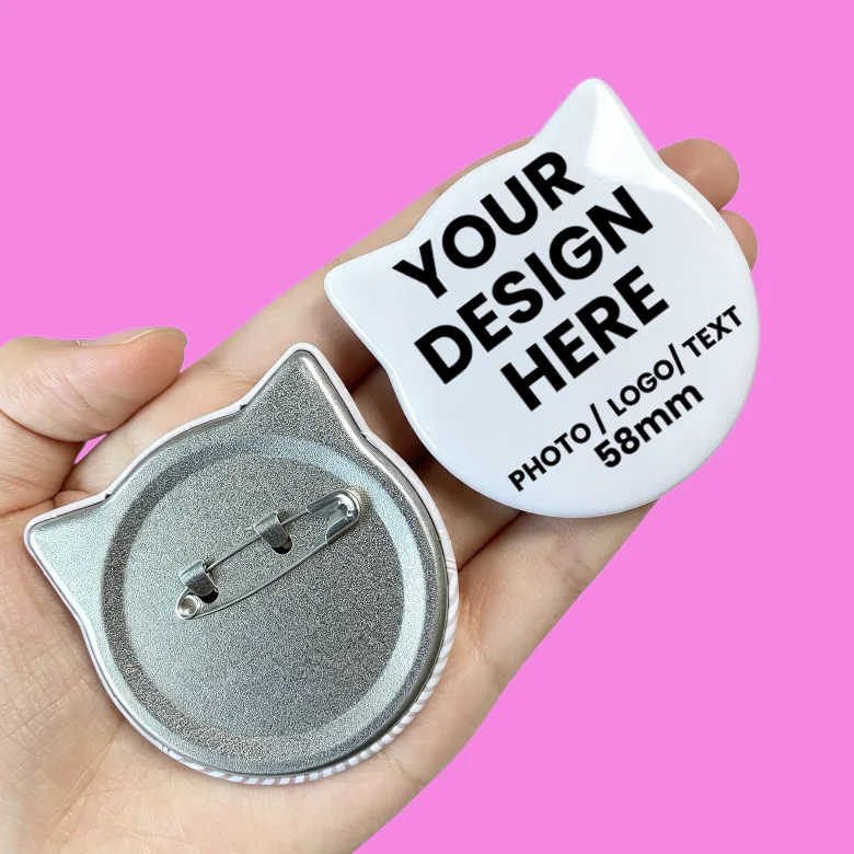 Custom Pins Badge Pins Button Shape Cute Cat Ear Shape Tinplate Lapel Button DIY Personal Pet Photos Custom Pins Accessory Gift