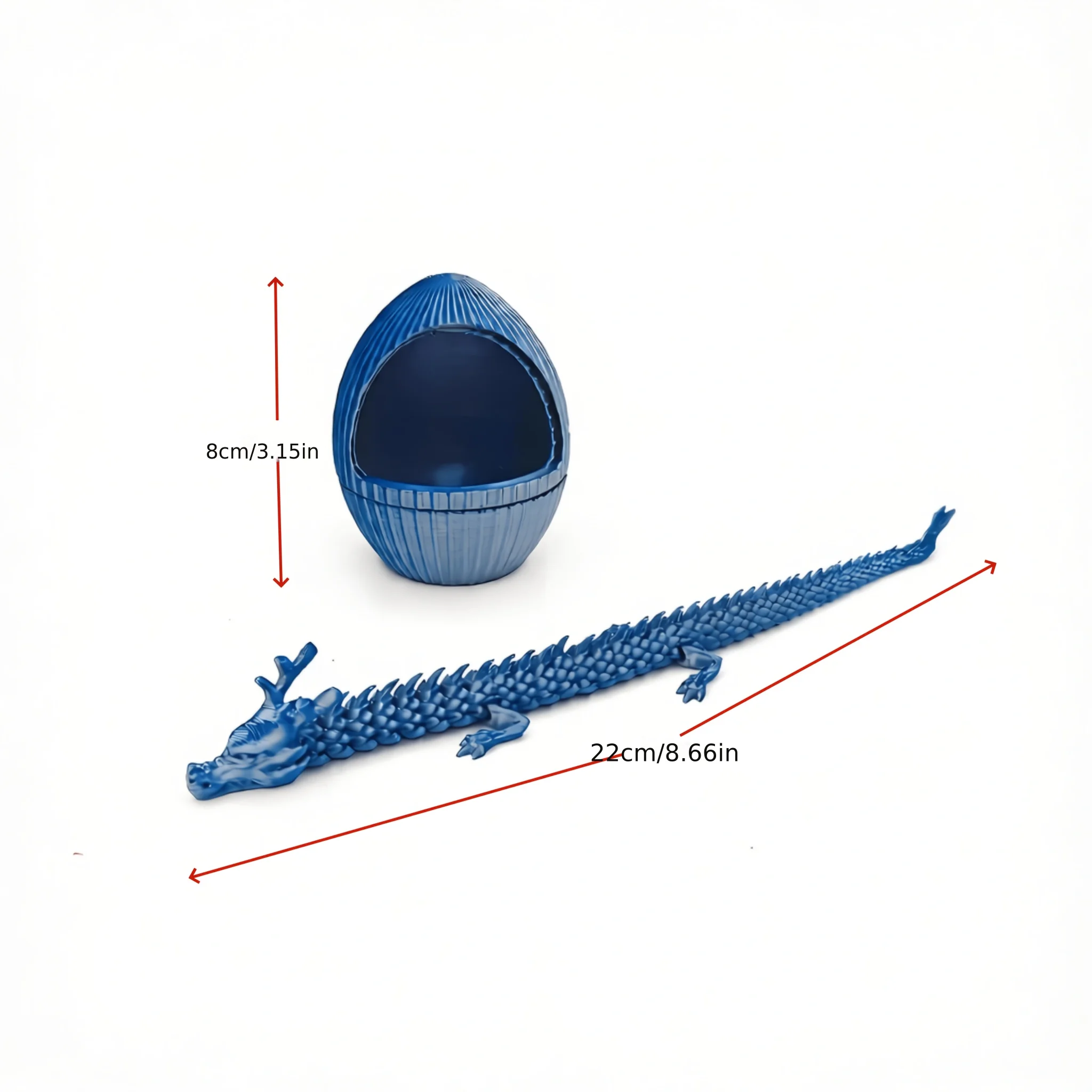 3D Printed Dragon Egg Container & 22cm Flexible Dragon Toy, Openable Collectible Desk Decor, Halloween Gift Idea
