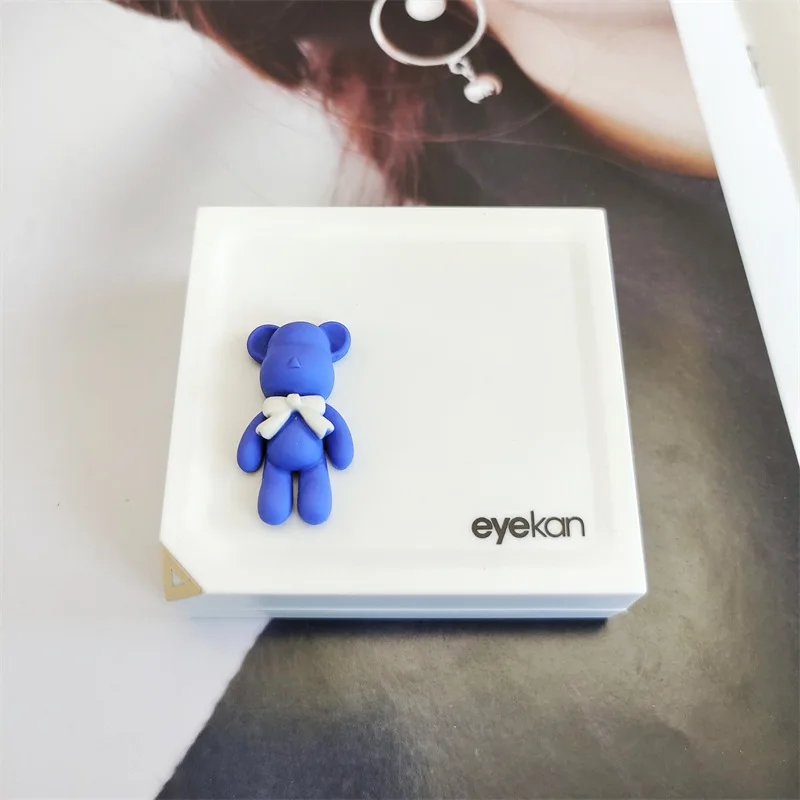 Bear contact lens box for children cute and high-end exquisite and lightweight retro leak proof contact lens case B5