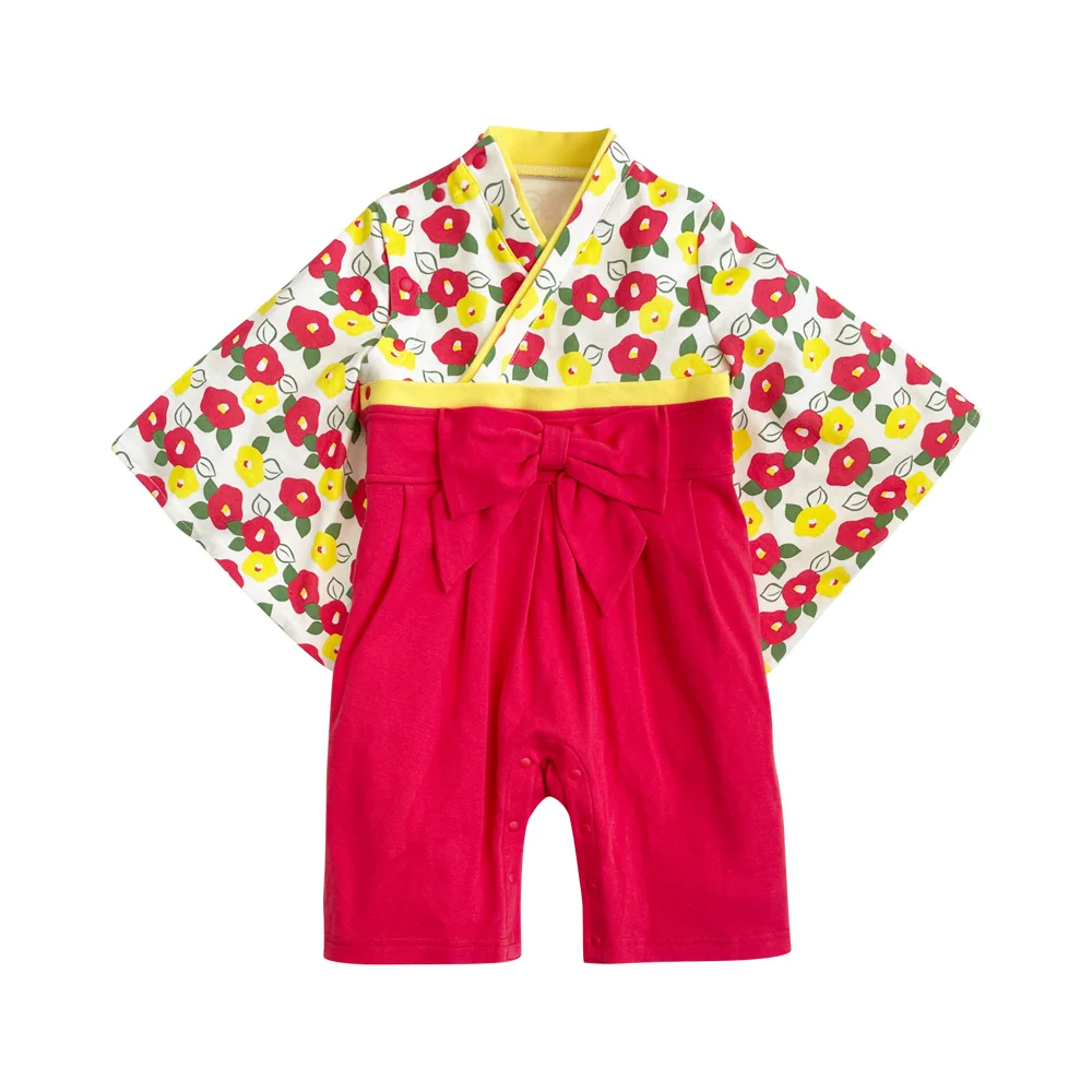 Baby Girl Rompers Japanese Kawaii Girls Floral Print Kimono Dress for Kids costume Infant Yukata Asian Cloti Kimono Party Outfit