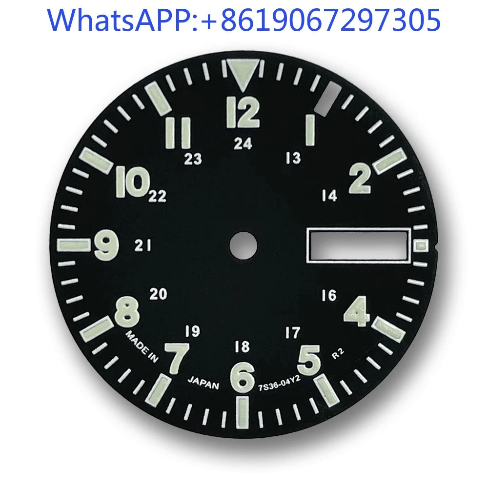 

Matte Colorful Arabic Watch Dial Suitable for NH36/4R Movement Double Date Window Green Lume Mod Face Accessories Parts
