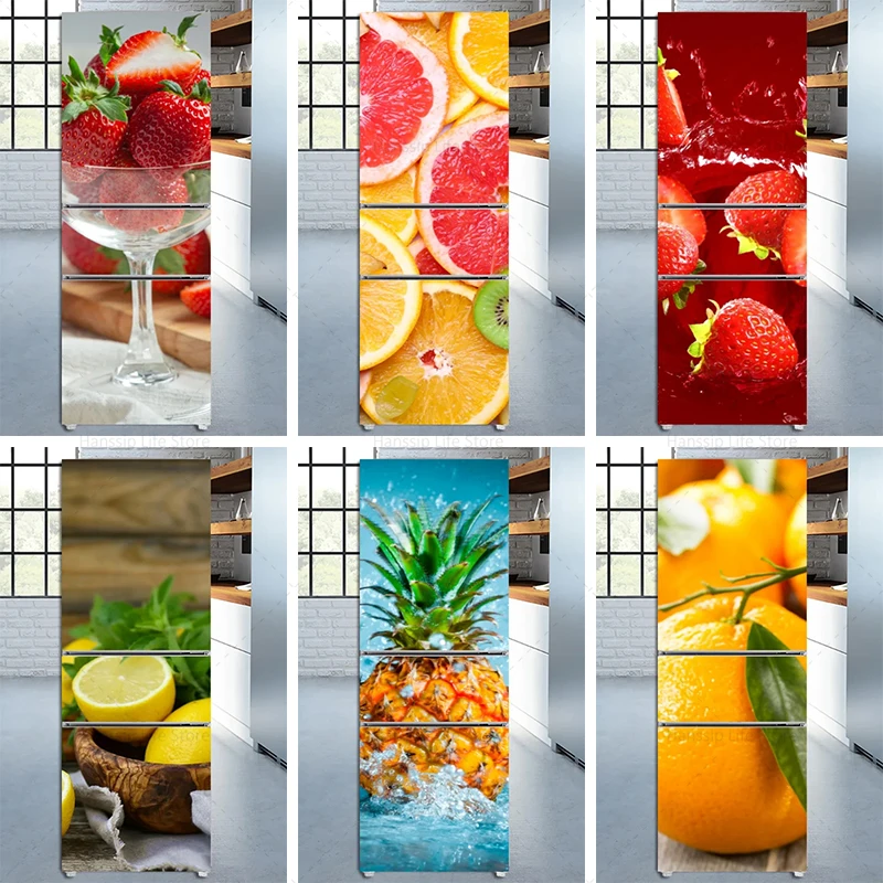 

Customizable Size Fruit Refrigerator Magnet PVC Vinyl Waterproof and Oil-proof Self-adhesive Poster Kitchen Decoration Sticker