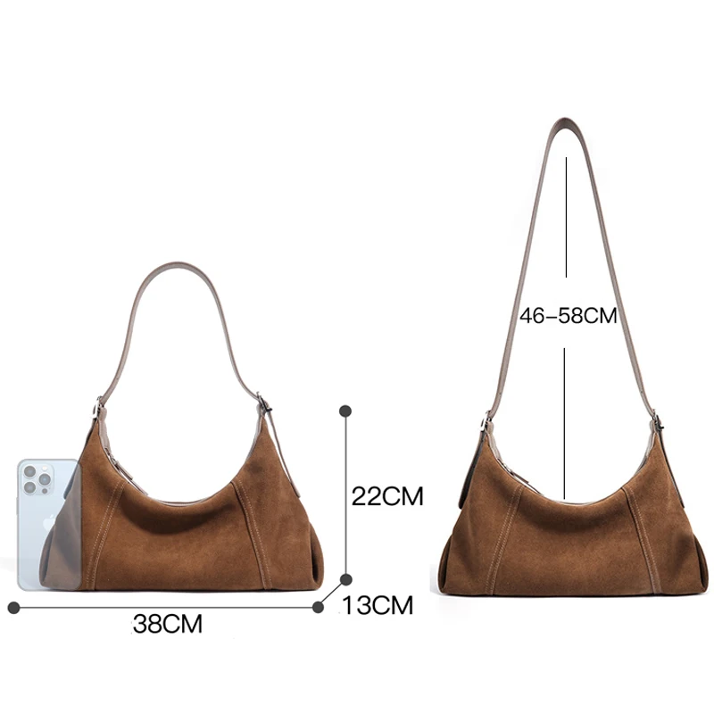 Early Autumn Vintage Women's Bag Niche Suede Dumpling Bag Underarm Shoulder Crossbody Bag Casual Fashion Handbag for Daily Match