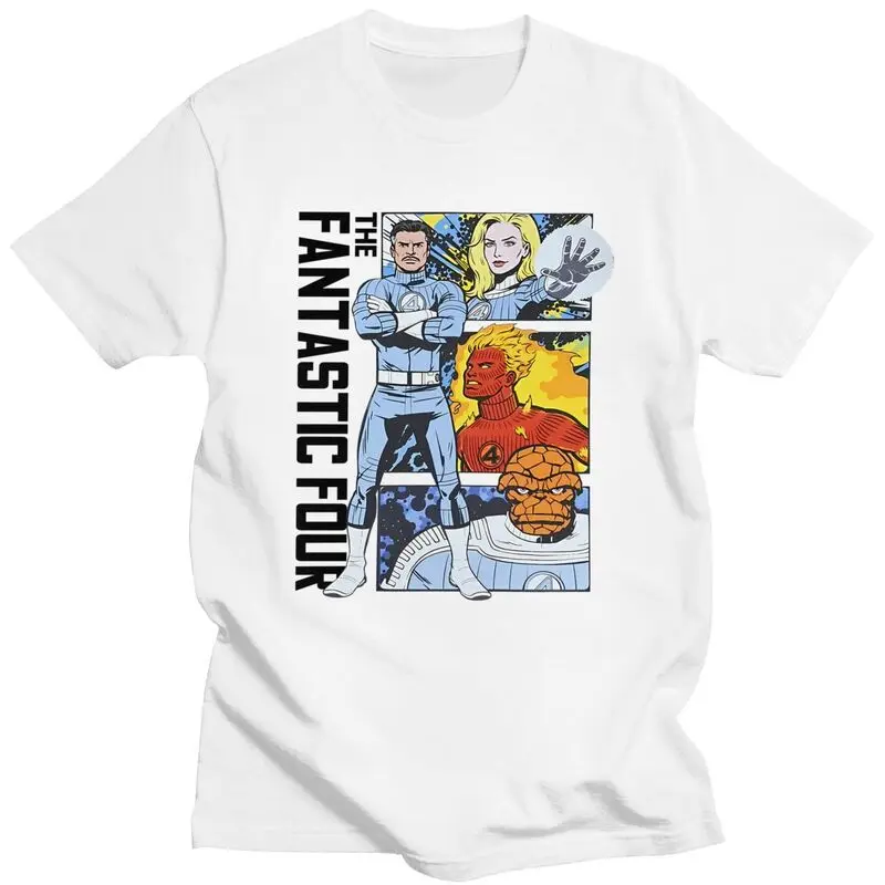 

Мужская футболка «Фантастическая четверка 4» на заказ, хлопковая футболка с короткими рукавами, модная футболка, повседневная футболка, одежда