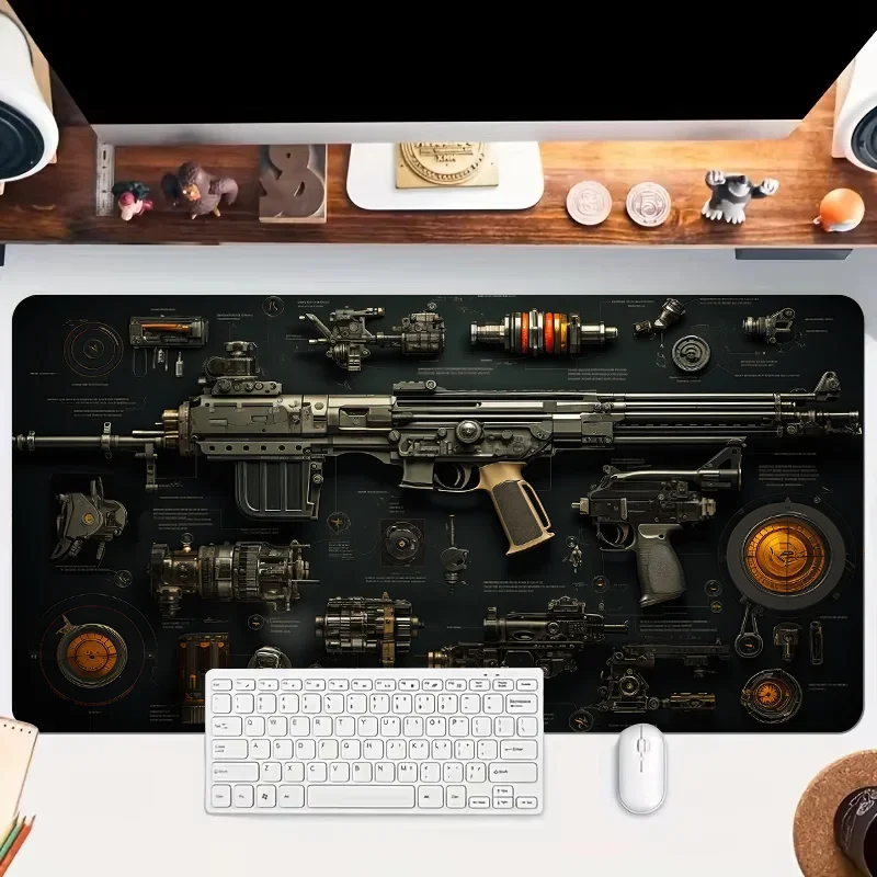 

Gun parts assembly Large Mouse Pad XXL Desk Mat Non-Slip Rubber Base Gaming Keyboard and Mouse Stitched Edges for Home and game