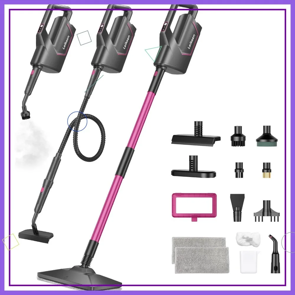 

12-in-1 Steam Mop with Extendable Hose, 23FT Cord, 440ml Tank, 260°F Steam for Hardwood Tile Grout Windows Kitchen