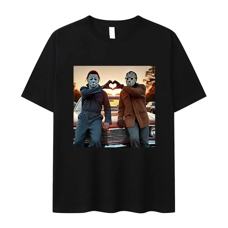 Michael Myers Horror Movie Graphic T Shirt Men Vintage Fashion Short Sleeve T-shirts Unisex Oversized Cotton T-shirt Streetwear