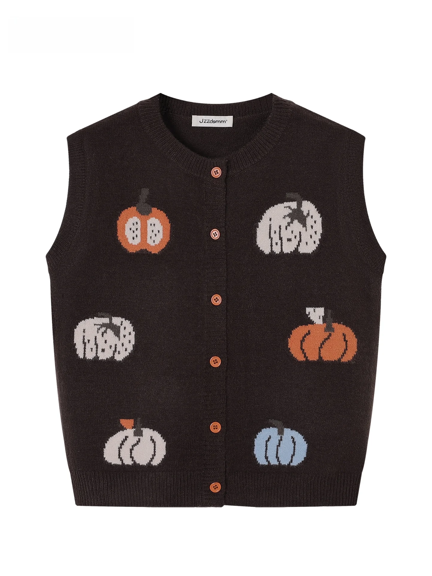 

JZZDEMM Женский вязаный открытый кардиган из провинции Чжэцзян, жилет с узором тыквы, свободный крой, модная повседневная верхняя одежда