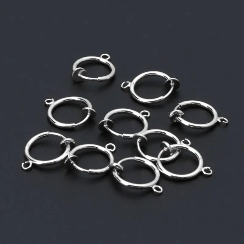 10x Earrings Clip On Hoop Earrings for Women Girl Teen Silver Gold Tone Brass Spring Hoops for Non-Pierced Ears Jewelry