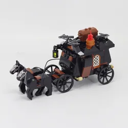 MOC Medieval Carriage Ancient Scene Black Transport Carriage Model DIY Puzzle Block Brick Children's Birthday Gift