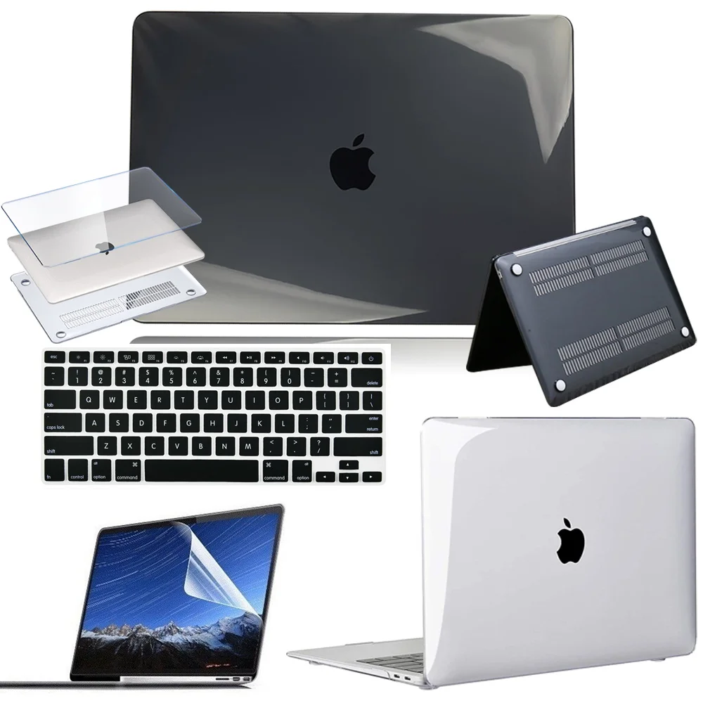 

Прозрачный чехол для ноутбука Apple MacBook 12 дюймов/Pro 13/16/15 дюйма/Macbook Air 13/11 дюйма с защитой от падения + защита экрана + пленка для клавиатуры США