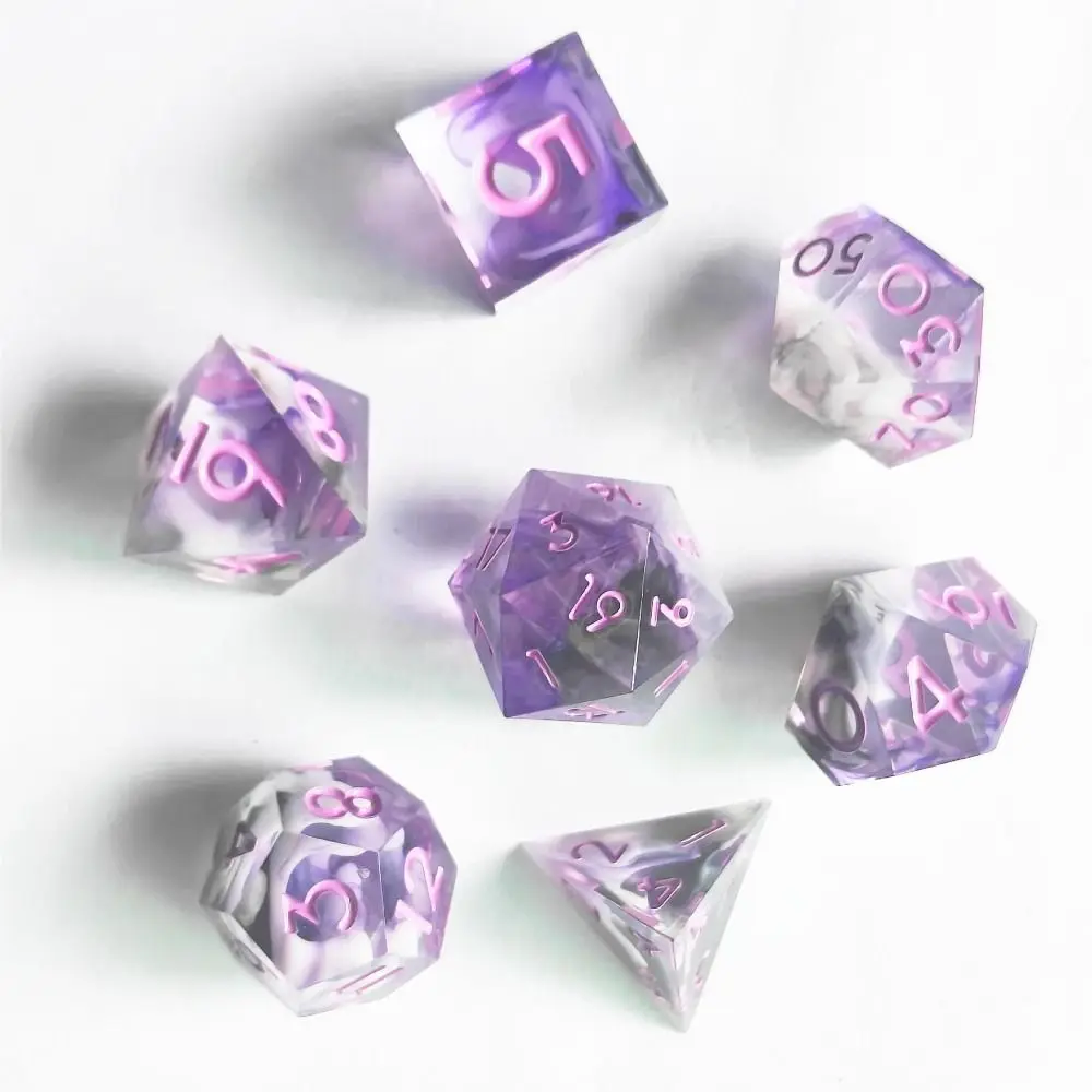 7Pcs/Set Creative Crysta Digital Dice Resin Polyhedral DND Dice For Table Games Party Toys Tabletop Role-Playing Ornaments