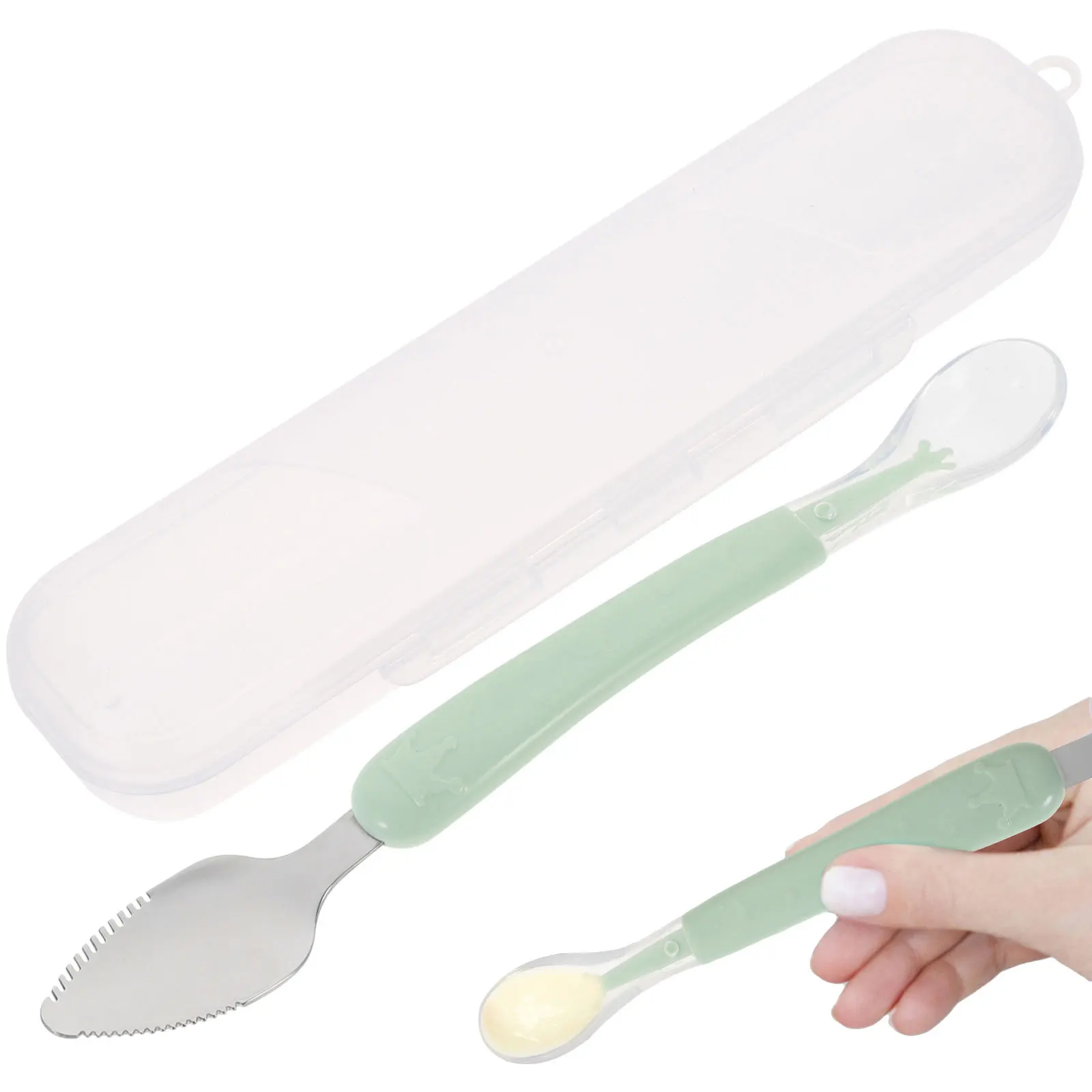 Silikonowa łyżeczka do karmienia niemowląt z miękką, ząbkowaną teksturą, skrobak do puszystych potraw, szpatułka do deserów, do cytrusów