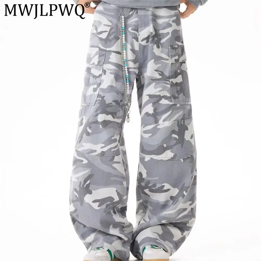 MWJLPWQ Camouflage Workwear Jeans For Men American Trendy Deconstructed Design Distressed Vintage Trousers 2026 Autumn New 20283