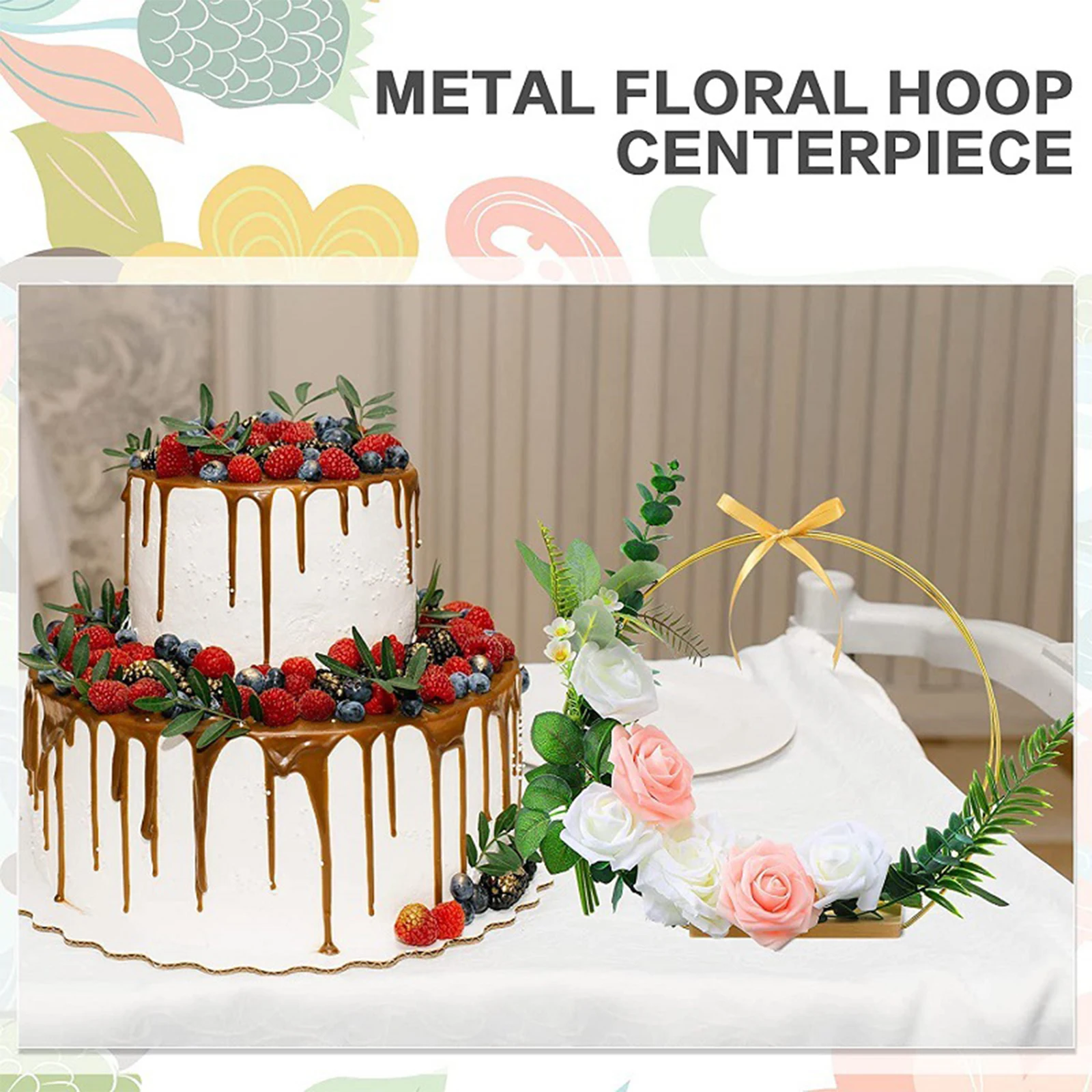 Metal Floral Hoop Wreath Frame Centerpiece Table Decorations Hanging Crafts for Home Festival Wedding