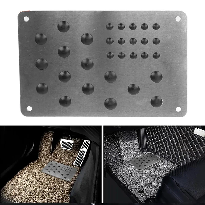 Aluminum Alloy Car Floor Mat Carpet Thick Aluminiun Heel Plate Pedal 22x15cm Auto Styling Sticker Cover Car Accessories