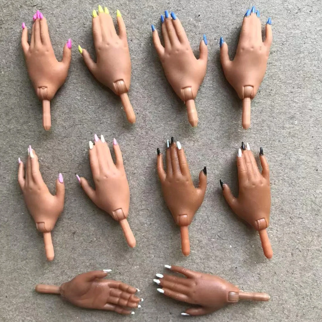 

Fashion Doll Replacements Hands White Light Brown Black Dark Brown Hands With Polish Nails Colorful Doll Parts Accessories