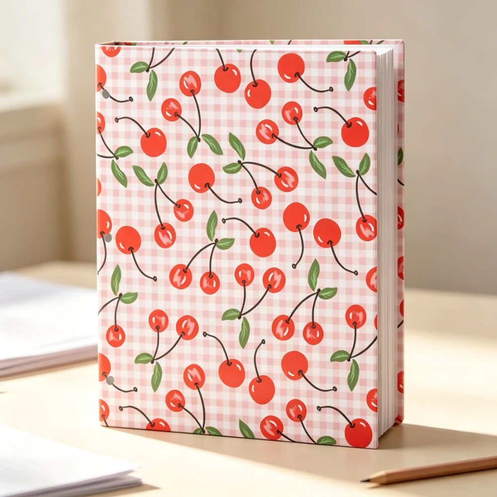 2 Pocket Paper Folder Scattered Cherries Red, Cute Cherry Print File Folder, Aesthetic School Office Paper Organizer for Students