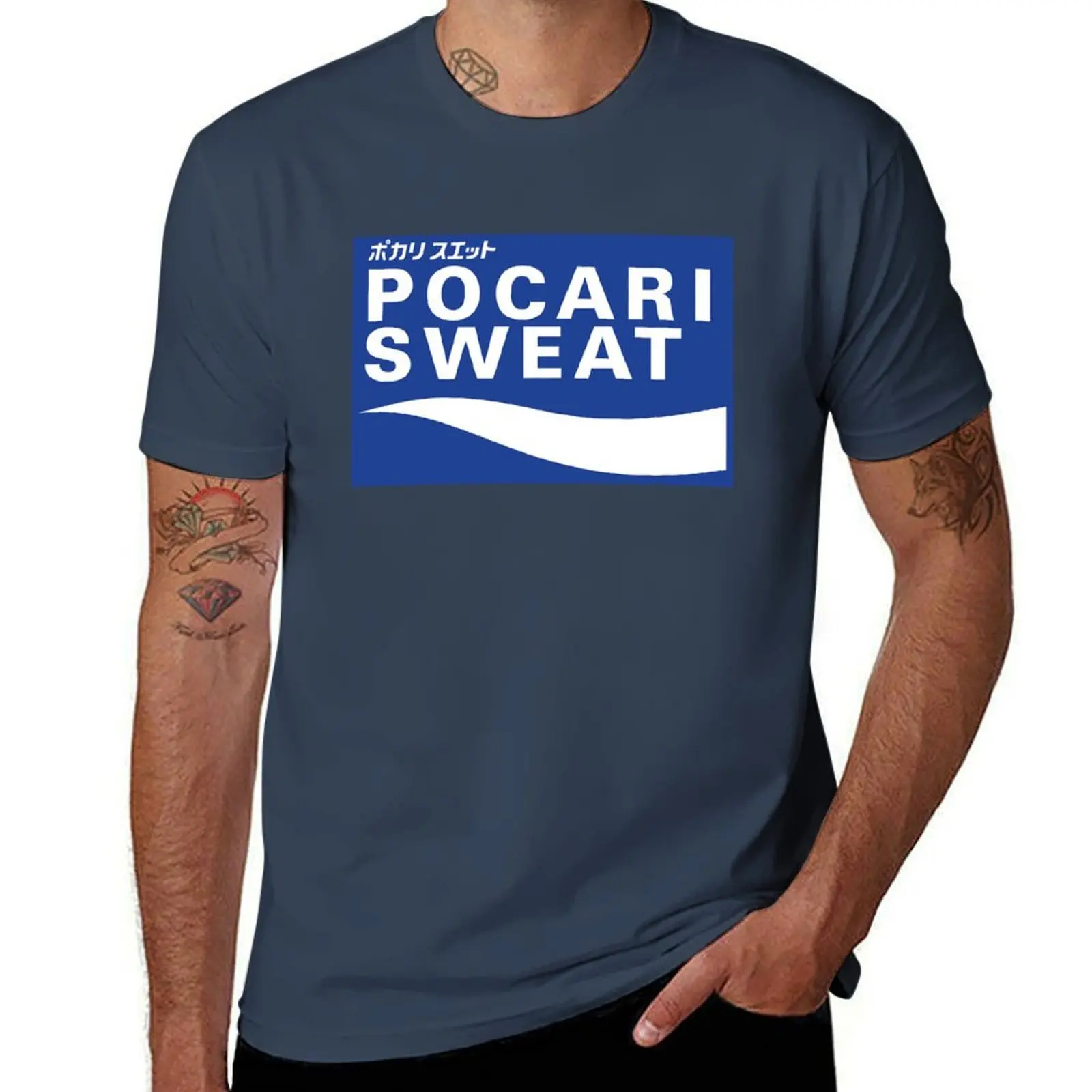 

2025 new model POCARI SWEAT on blue back T-Shirt.png T-Shirt Aesthetic clothing quick-drying graphic tee shirt sweat shirts, men