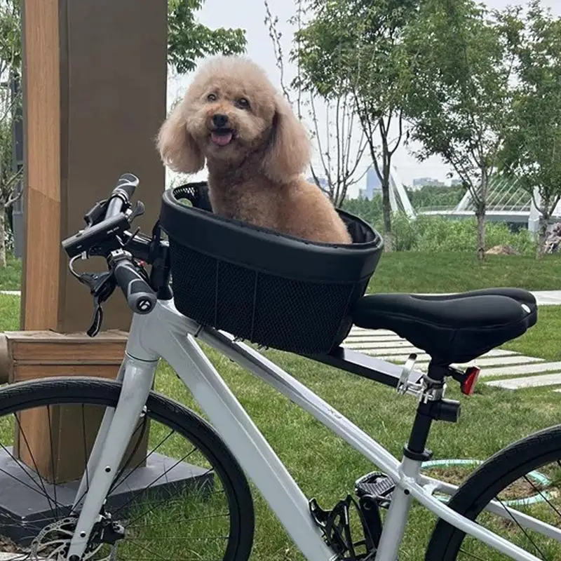 Handlebar Basket For Dog Dog Cycling Handlebar Basket Detachable Basket Folding Multi-Purpose Basket Waterproof For Small Pets