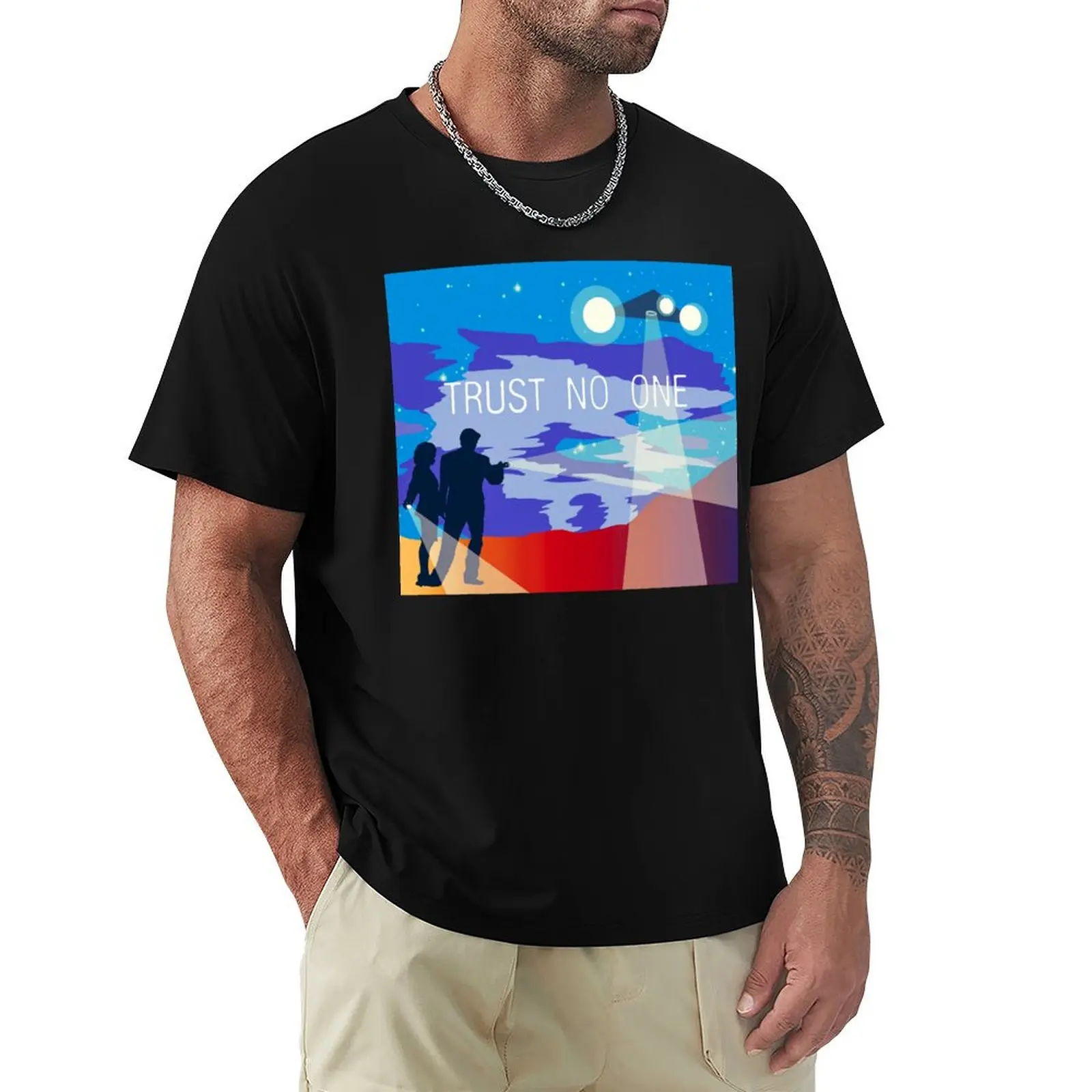 The X Files Trust no one Mulder and Scully T-Shirt funny t shirts cotton T-Shirt