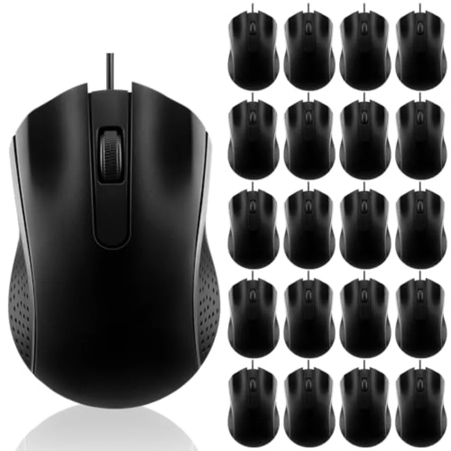 

20 Pcs Wired USB Computer Mouse Bulk 3-Button Corded Wired Mouse for Laptop Desktop Computer Mice for PC Office School Home Sup