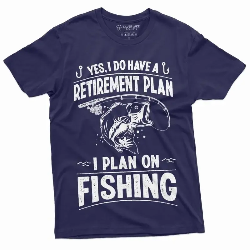 

Retirement Plan Fishing T shirt Mens Funny Retired Grandpa Dad Husband
