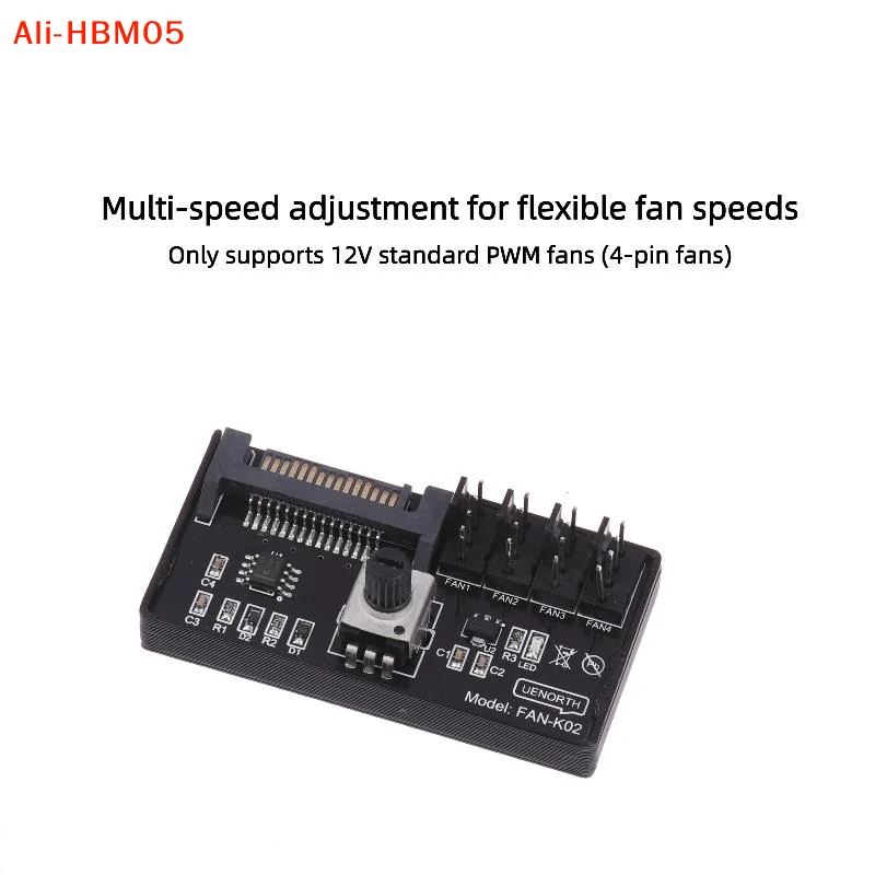 (HB05)PWM Fan Speed Controller SATA DC Power On 4Pin Fan Governor NAS Server Fan Speed Regulator 4-Way 6-Way PWM Fan HUB Control
